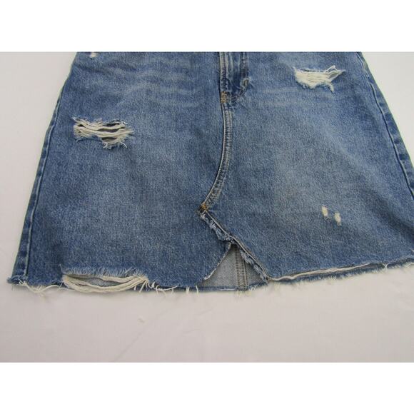 Free People Blue Distressed Denim Mini Skirt Womens 27" Indie Minimalist - Picture 3 of 10